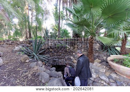 Magdala Israel. - February 17.2017. Russian spiritual mission monastic metochion of St. Mary Magdalene in Magdala. Glaznoy source with healing water for the healing of eye diseases.