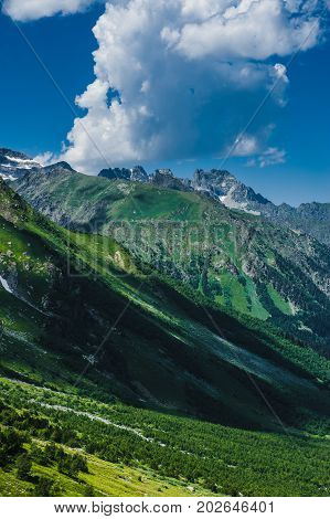 The beautiful summer landscape in Arkhyz, Russia