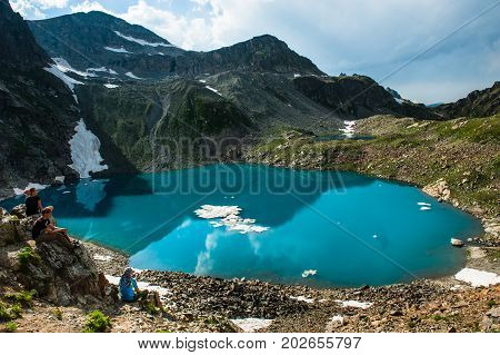 Alpine Lake Among The Rocks, Arhyz, Russian Federation