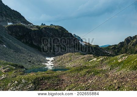 Alpine Lake Among The Rocks, Arhyz, Russian Federation