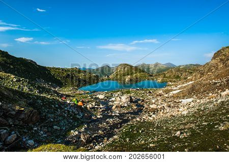 Alpine Lake Among The Rocks, Arhyz, Russian Federation