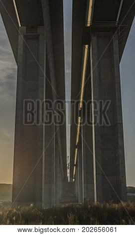 Highway bridge near Likavka village in Slovakia with sunrise
