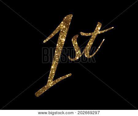 The Golden Glitter Of Isolated Hand Writing Word First