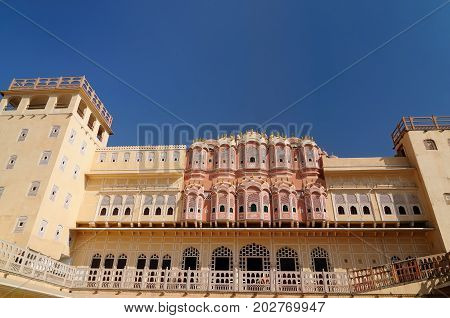 Beautifoul Hawa Mahal Palace in Jaipur city in India. Rajasthan