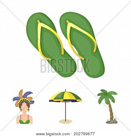 Brazil, country, umbrella, beach . Brazil country set collection icons in cartoon style vector symbol stock illustration .
