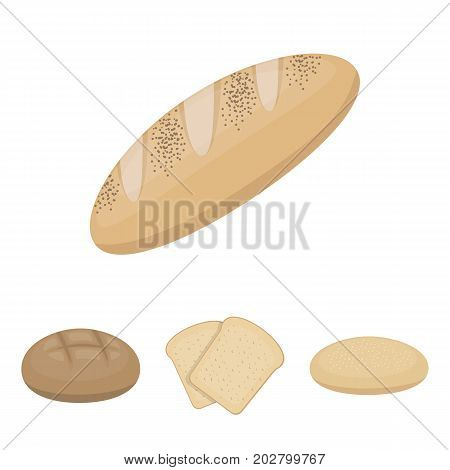 Toast, pizza stock, ruffed loaf, round rye.Bread set collection icons in cartoon style vector symbol stock illustration .