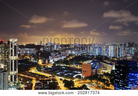 Cityscape Of Singapore City At Night