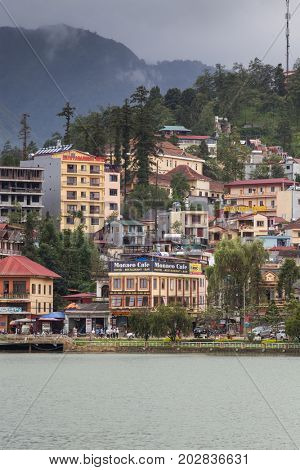 SA PA, VIETNAM - AUGUST 2017: Sa Pa town, the high mountains, Lao Cai province, Vietnam