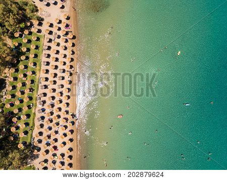 Aerial  View Of Porto Zorro  Azzurro Beach In Zakynthos (zante) Island, In Greece