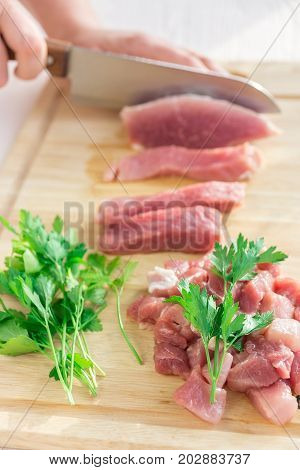 Sliced holy meat on a white background subject survey