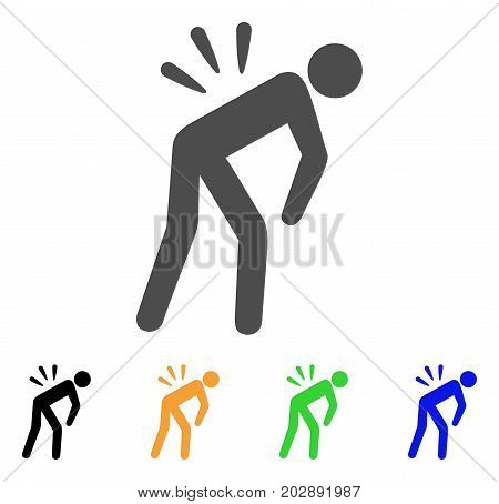 Sciatica Back Pain vector icon. Style is a flat graphic symbol in gray, black, yellow, blue, green color variants. Designed for web and mobile apps.