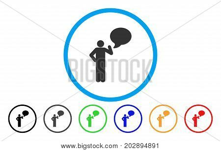 Man Idea Balloon rounded icon. Vector illustration style is a grey flat iconic man idea balloon symbol inside a circle. Additional color variants are black, gray, green, blue, red, orange.