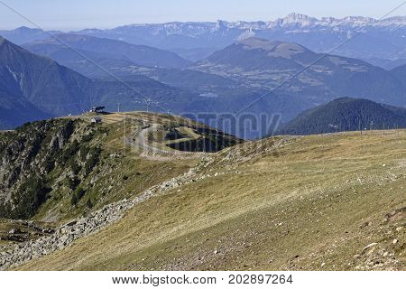 Vercors range and Laffrey lakes from the top of Chamrousse mountain range