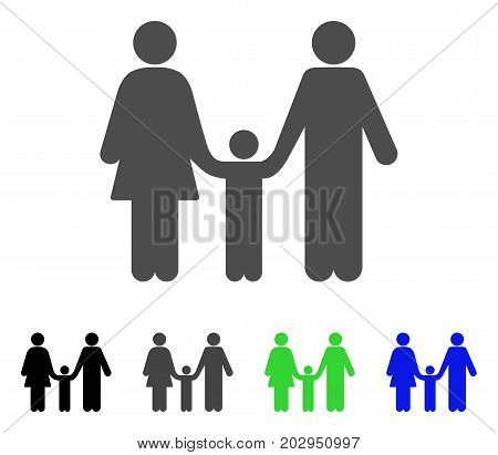 Family Child icon. Vector illustration style is a flat iconic family child symbol with black, grey, green, blue color versions. Designed for web and software interfaces.