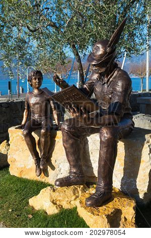 August 2017 - Lake of Garda Torri del Benaco Village - This is the commemorative monument of the alpine body that was a division of the Italian army that fought valiantly during World War II.