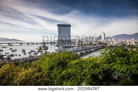 view over Nha Trang and river Kai from Po Nagar cham towers, Vietnam