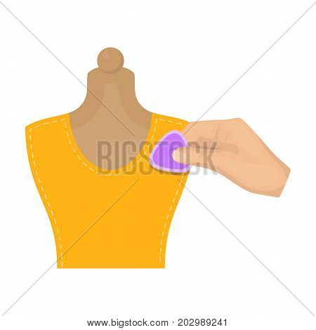 Sewing, marking with chalk on a mannequin. Sewing and equipment single icon in cartoon style vector symbol stock illustration .