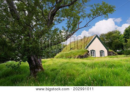 Hofskirkja Turf Church in Oraefi in South-East Iceland