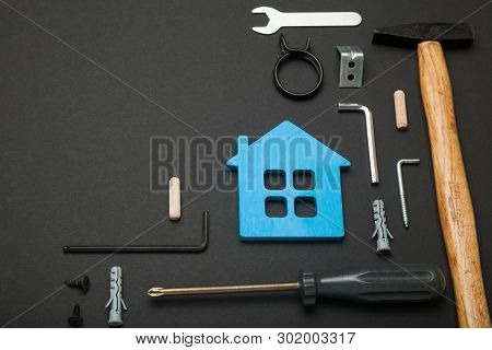 Maintenance In House, Home Repair. Toolset Renovation Background. Copy Space For Text.