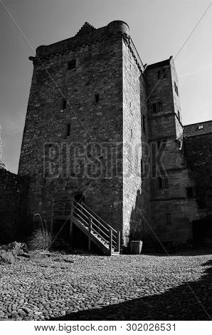 An Exterior View Of The Ruins Of Castle Campbell At The Head Of Dollar Glen In The Ochil Hills In Sc