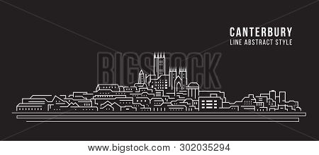 Cityscape Building Line Art Vector Illustration Design -  Canterbury City