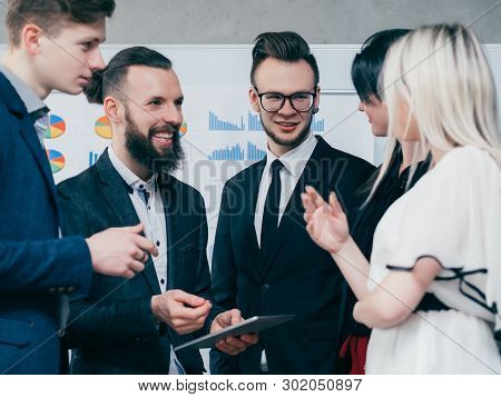 Business Meetup. Experience Exchange. Career Growth. Young Successful People Discussing Opportunitie