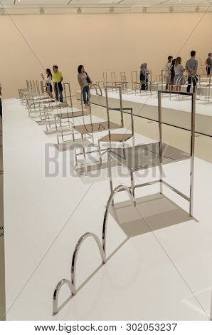 Melbourne, Australia - March 17, 2018: Manga Chairs Art Installation By Japanese Designer Oki Sato, 