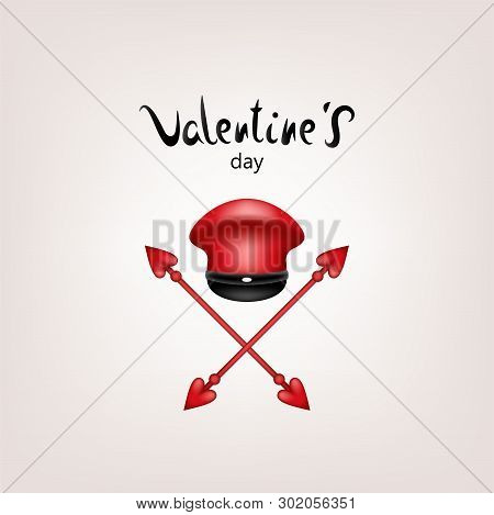 Greeting Card For Valentines Day, Wedding Invitation For A Holiday Or Party, Flyer. Cupids Stick And