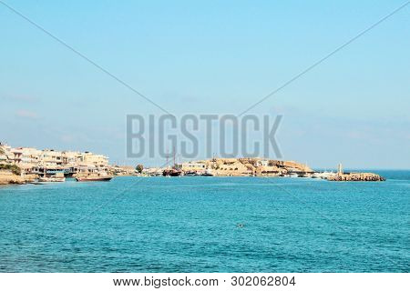 Old Bay In The City Of Chersonisos On The Island Of Crete, View Of The Ships And The Mediterranean S
