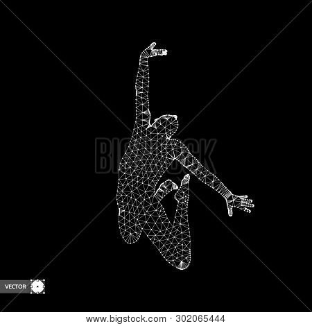 Leadership Concept. Jumping Man. Emblem For Sport Championship. Vector Illustration.