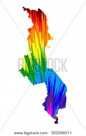 Malawi - Map Is Designed Rainbow Abstract Colorful Pattern, Republic Of The Malawi Map Made Of Color