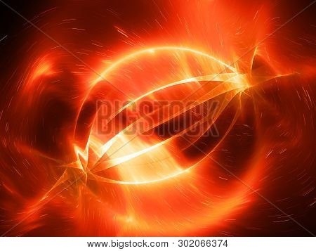 Fiery Glowing Energy Correlated Strings In Space, Computer Generated Abstract Background, 3d Renderi