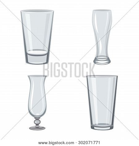 Vector Illustration Of Dishes And Container Symbol. Set Of Dishes And Glassware Vector Icon For Stoc