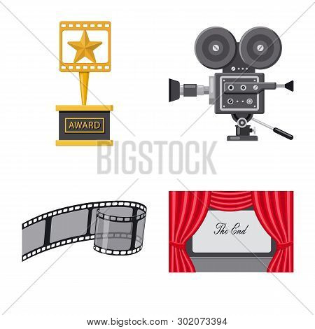 Vector Design Of Cinema  And Theater Logo. Set Of Cinema  And Entertainment Stock Vector Illustratio