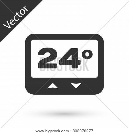Grey Thermostat Icon Isolated On White Background. Temperature Control. Vector Illustration