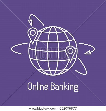 Vector Illustration With Arrows Around Planet Earth With Location. Electronic Payment, Internet Fina