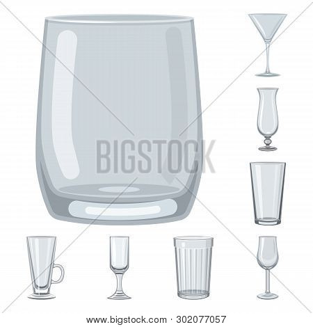 Vector Illustration Of Dishes And Container Icon. Set Of Dishes And Glassware Vector Icon For Stock.