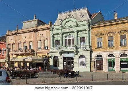 Novi Sad, Vojvodina, Serbia - November 11, 2018: Typical Buildings And Pedestrian Street At The Cent