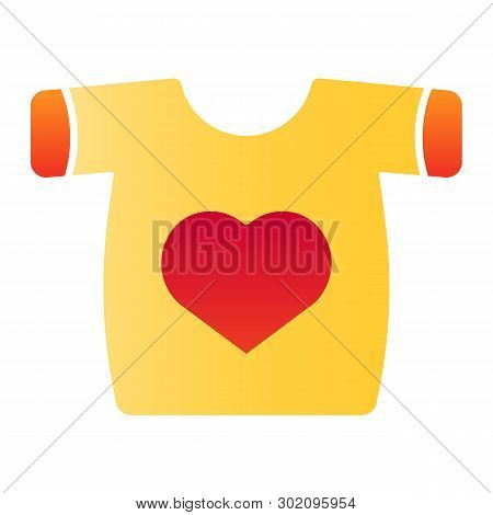 T-shirt With Heart Flat Icon. Clothes Color Icons In Trendy Flat Style. Secondhand Gradient Style De