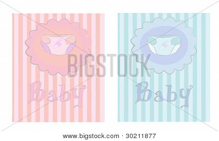 Postal infantil con el vector de pañales