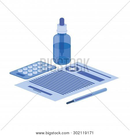 Medicine Objects On White Background Vector Illustration Design