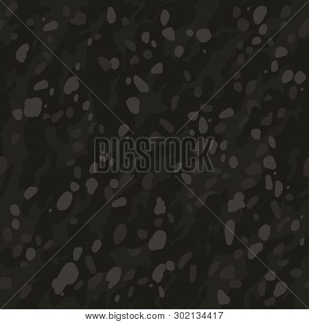 Camouflage Black, Dark Gray And Cray Colours Seamless Pattern. Vector Illustration.