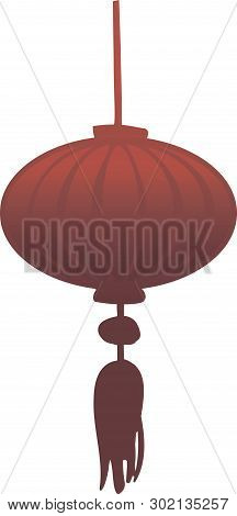 Red Chinese Paper Lantern In Vector Isolated.