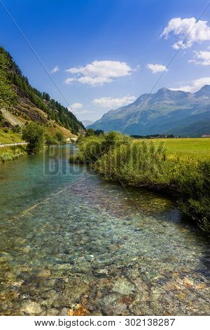 Walking Around Sils Lake In Engadine Valley - (switzerland - Europe)