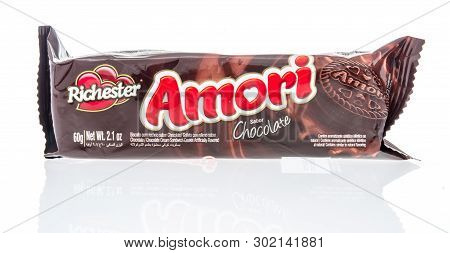 Winneconne, Wi - 16 May 2019 : A Package Of Richester Amori Chocolate Cookies On An Isolated Backgro