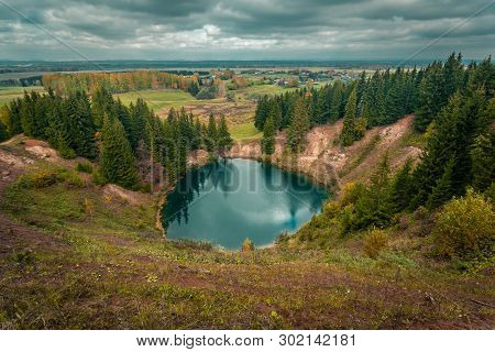 View Of The Deep Karst Lake «sea Eye», Mari El, Russia