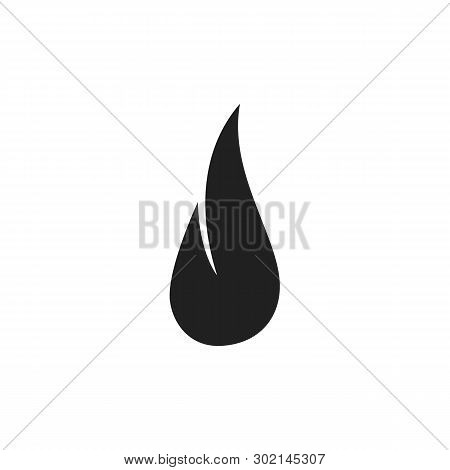 Simple Flat Flame Silhouette Company Logo Design In Minimal Style. Abstract Fire Logotype For Corpor