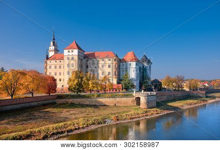 Hartenfels Castle In Torgau, A Town On The Banks Of The Elbe In Northwestern Saxony, Germany