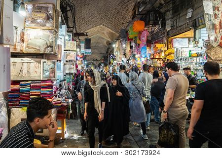 Tehran, Iran - June, 2018: Grand Bazaar In Tehran City, Iran. The Grand Bazaar Is An Old Historical 