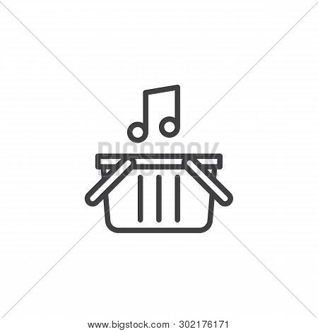 Music Store Line Icon. Linear Style Sign For Mobile Concept And Web Design. Musical Note And Shoppin